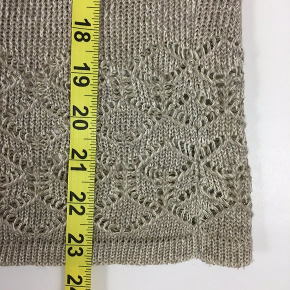 Natural Style Cardigan Sweater Linen Blend Open Weave Embellished - Picture 10 of 11